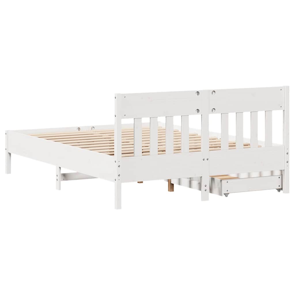Bed Frame without Mattress White 140x190 cm Solid Wood Pine