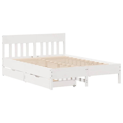 Bed Frame without Mattress White 135x190 cm Double Solid Wood Pine