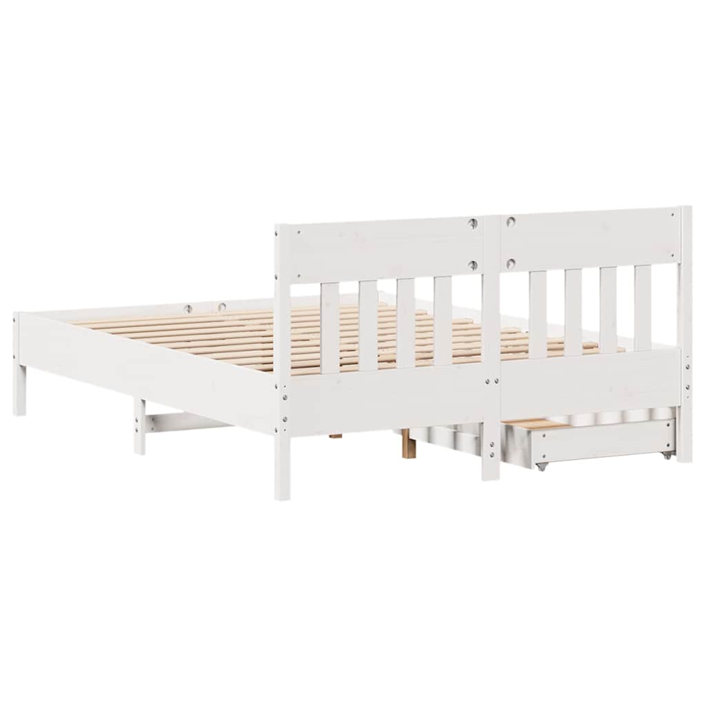 Bed Frame without Mattress White 135x190 cm Double Solid Wood Pine