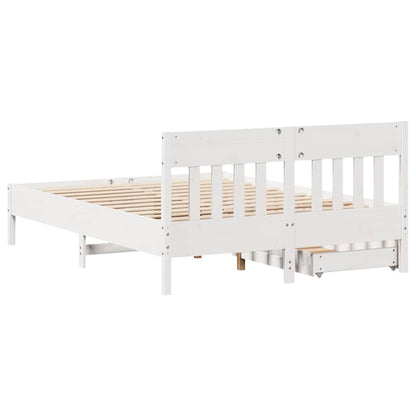 Bed Frame without Mattress White 135x190 cm Double Solid Wood Pine