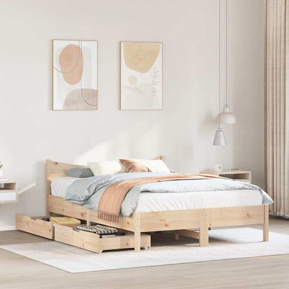 Bed Frame with Drawers 160x200 cm Solid Wood Pine