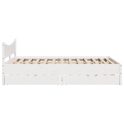 Bed Frame with Drawers White 160x200 cm Solid Wood Pine