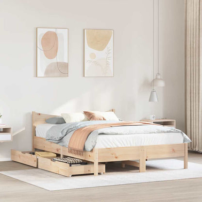 Bed Frame with Drawers 140x200 cm Solid Wood Pine