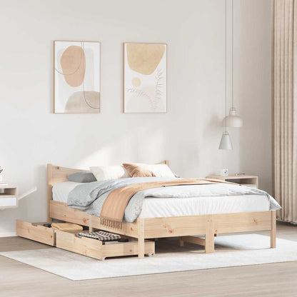Bed Frame with Drawers 120x200 cm Solid Wood Pine