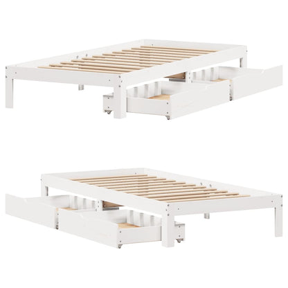 Bed Frame with Drawers without Mattress White 90x200 cm