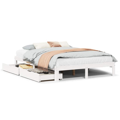 Bed Frame with Drawers without Mattress White 120x200 cm