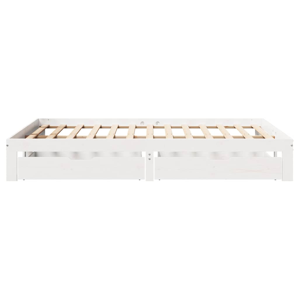 Bed Frame with Drawers without Mattress White 120x200 cm
