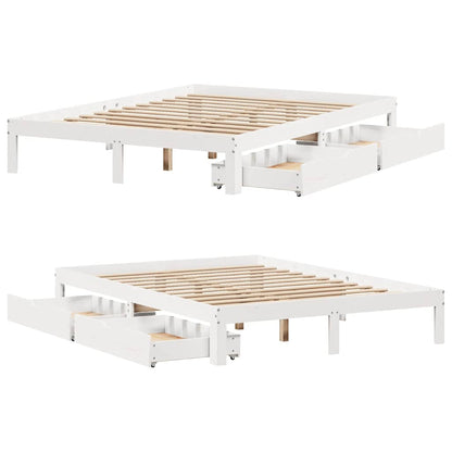 Bed Frame with Drawers without Mattress White 140x200 cm