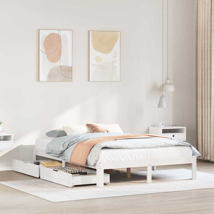 Bed Frame with Drawers without Mattress White 150x200 cm King Size