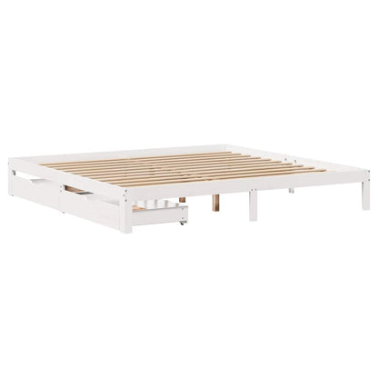 Bed Frame with Drawers without Mattress White 180x200 cm Super King