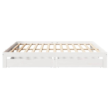 Bed Frame with Drawers without Mattress White 180x200 cm Super King