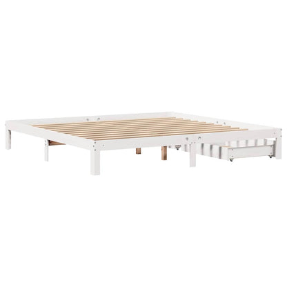 Bed Frame with Drawers without Mattress White 180x200 cm Super King