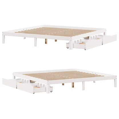Bed Frame with Drawers without Mattress White 180x200 cm Super King