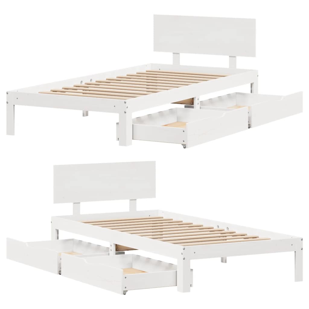 Bed Frame with Drawers without Mattress White 90x200 cm