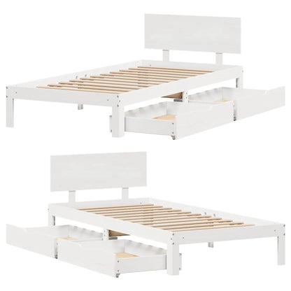 Bed Frame with Drawers without Mattress White 90x200 cm