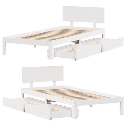 Bed Frame with Drawers without Mattress White 100x200 cm