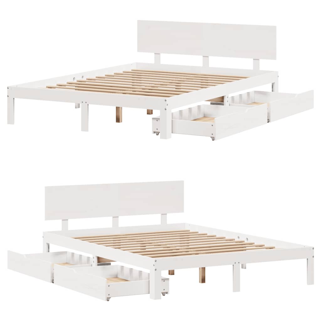 Bed Frame with Drawers without Mattress White 120x200 cm