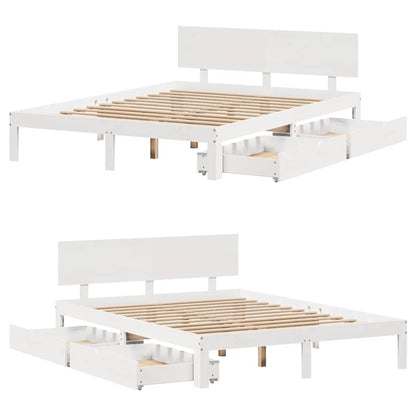 Bed Frame with Drawers without Mattress White 160x200 cm