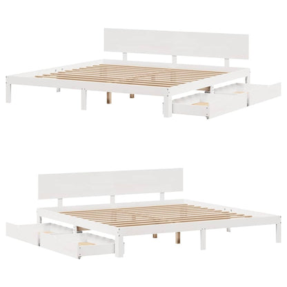 Bed Frame with Drawers without Mattress White 180x200 cm Super King