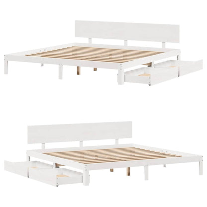 Bed Frame with Drawers without Mattress White 200x200 cm