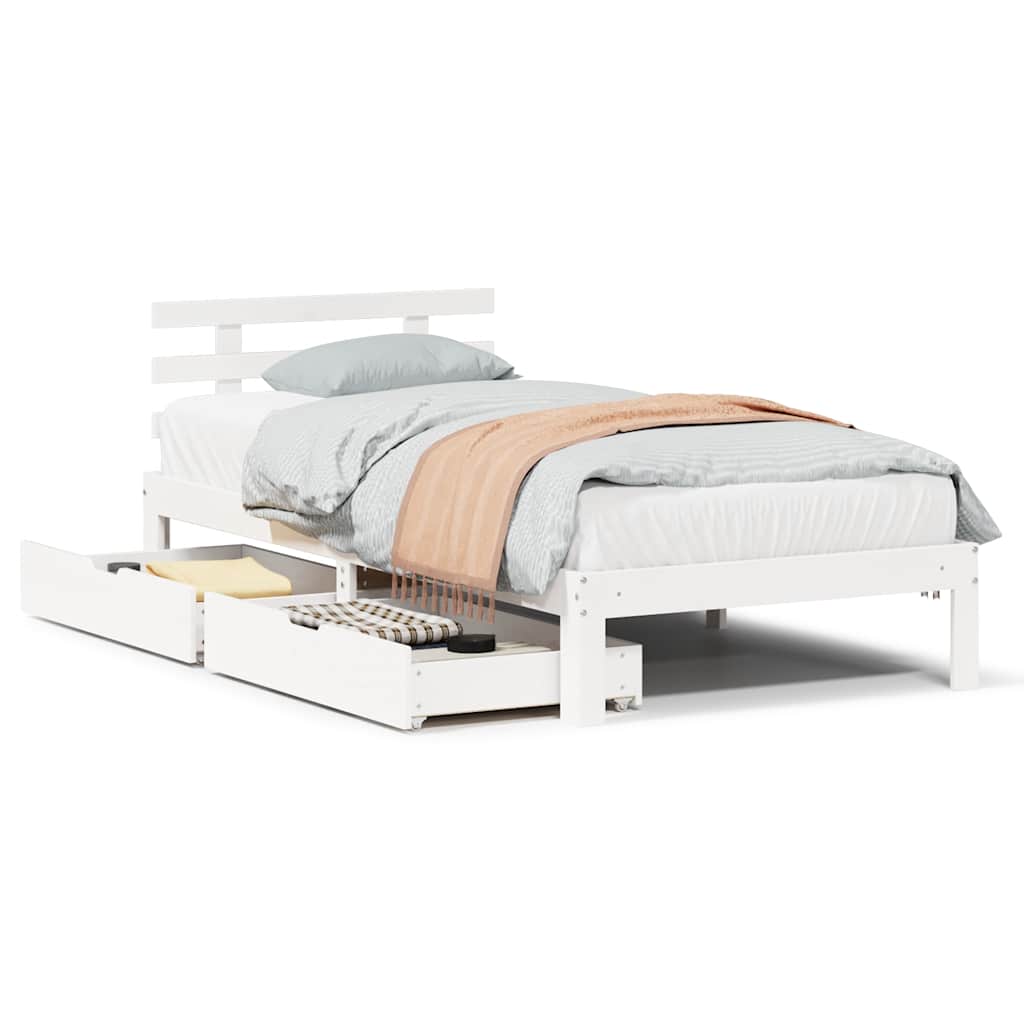 Bed Frame with Drawers without Mattress White90x200 cm