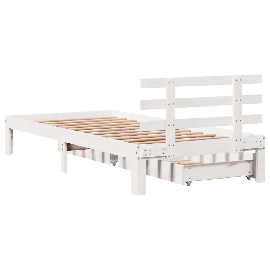Bed Frame with Drawers without Mattress White90x200 cm