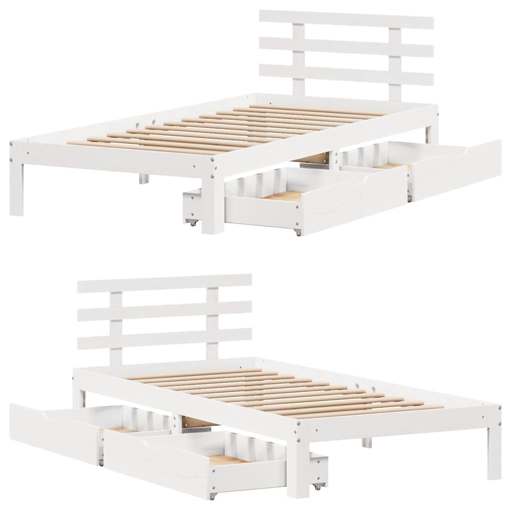 Bed Frame with Drawers without Mattress White90x200 cm