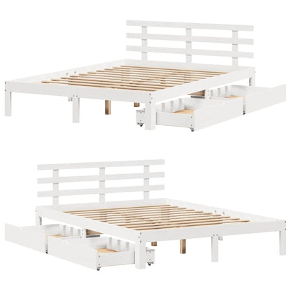 Bed Frame with Drawers without Mattress White 120x200 cm
