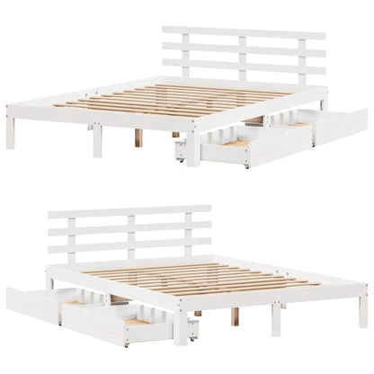 Bed Frame with Drawers without Mattress White 140x200 cm