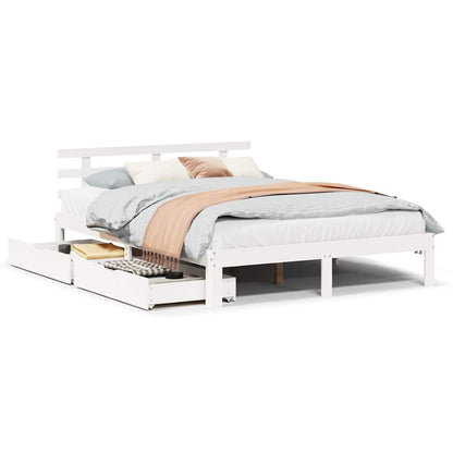 Bed Frame with Drawers without Mattress White 160x200 cm