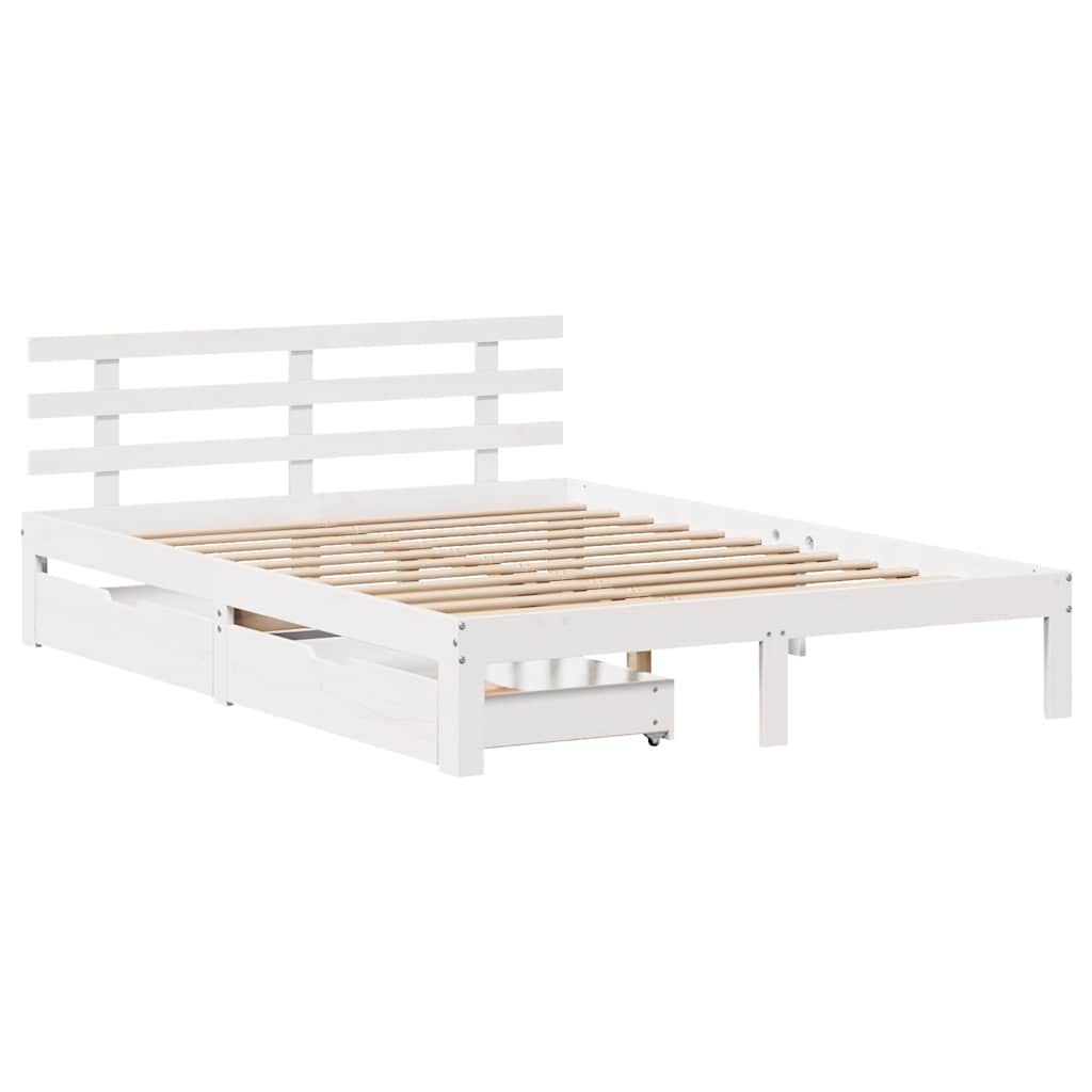 Bed Frame with Drawers without Mattress White 160x200 cm