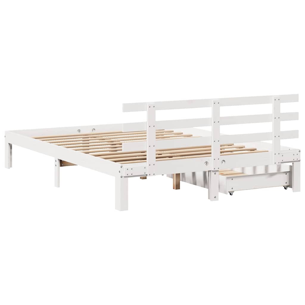 Bed Frame with Drawers without Mattress White 160x200 cm