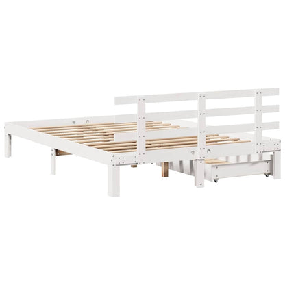 Bed Frame with Drawers without Mattress White 160x200 cm