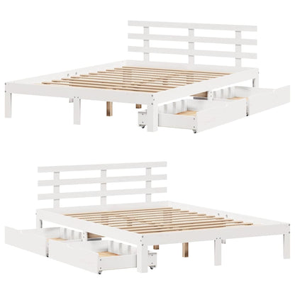 Bed Frame with Drawers without Mattress White 160x200 cm