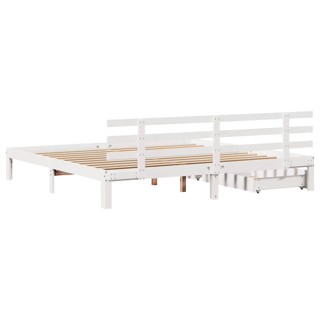 Bed Frame with Drawers without Mattress White 180x200 cm Super King