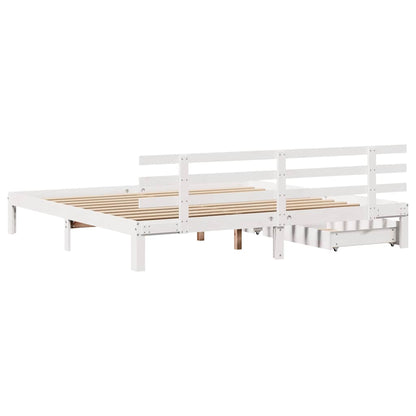 Bed Frame with Drawers without Mattress White 180x200 cm Super King