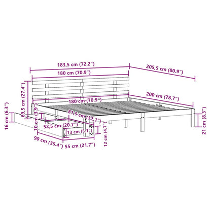 Bed Frame with Drawers without Mattress White 180x200 cm Super King