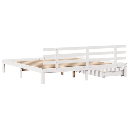 Bed Frame with Drawers without Mattress White 200x200 cm