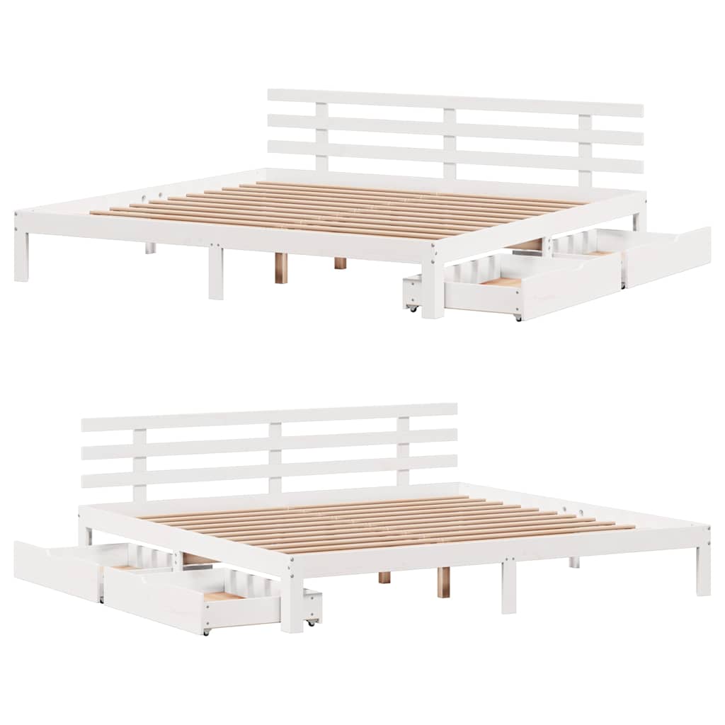 Bed Frame with Drawers without Mattress White 200x200 cm
