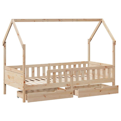 Kids Bed Frame with Drawers without Mattress 80x200 cm Solid Wood