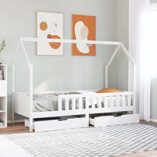 Kids Bed Frame with Drawers without Mattress 90x190 cm Single Solid Wood