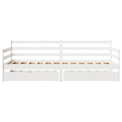 Daybed with Drawers without Mattress White 90x190 cm Single Solid Wood
