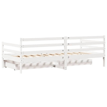 Daybed with Drawers without Mattress White 90x190 cm Single Solid Wood