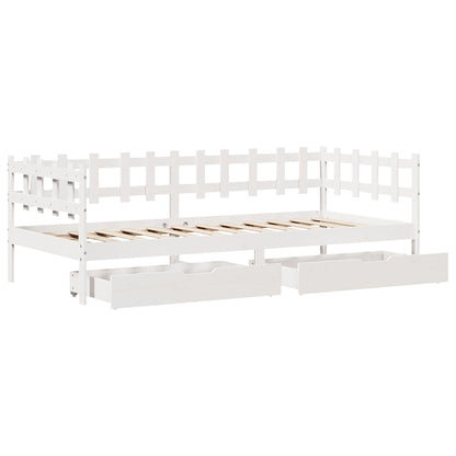 Daybed with Drawers without Mattress White 80x200 cm Solid Wood
