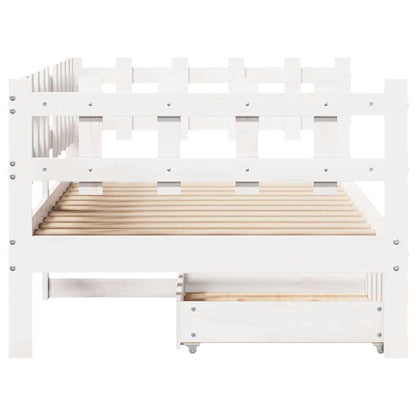 Daybed with Drawers without Mattress White 90x200 cm Solid Wood