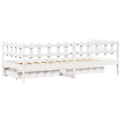 Daybed with Drawers without Mattress White 90x200 cm Solid Wood