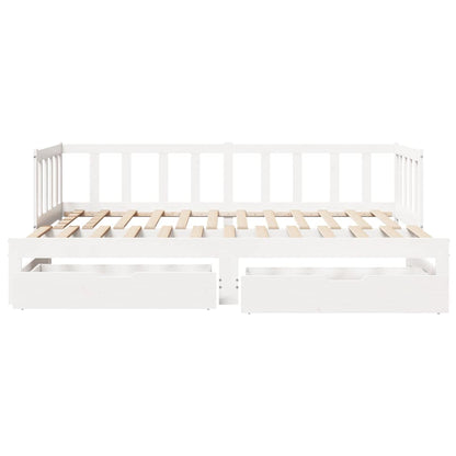Daybed with Trundle and Drawers without Mattress White 90x190 cm Single