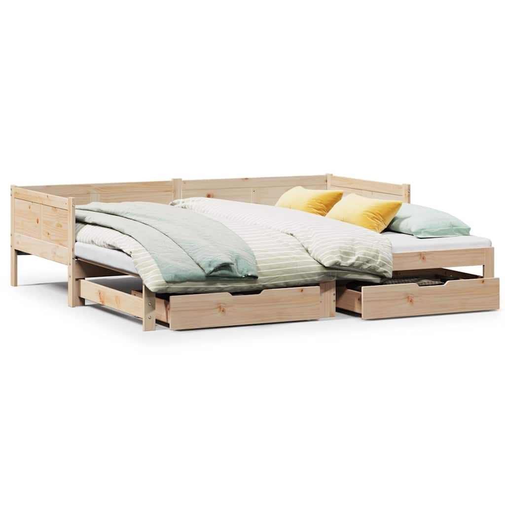 Daybed with Trundle and Drawers without Mattress 90x190 cm Single