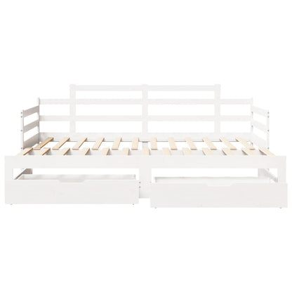 Daybed with Trundle and Drawers without Mattress White 90x190 cm Single