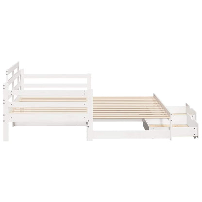Daybed with Trundle and Drawers without Mattress White 90x190 cm Single